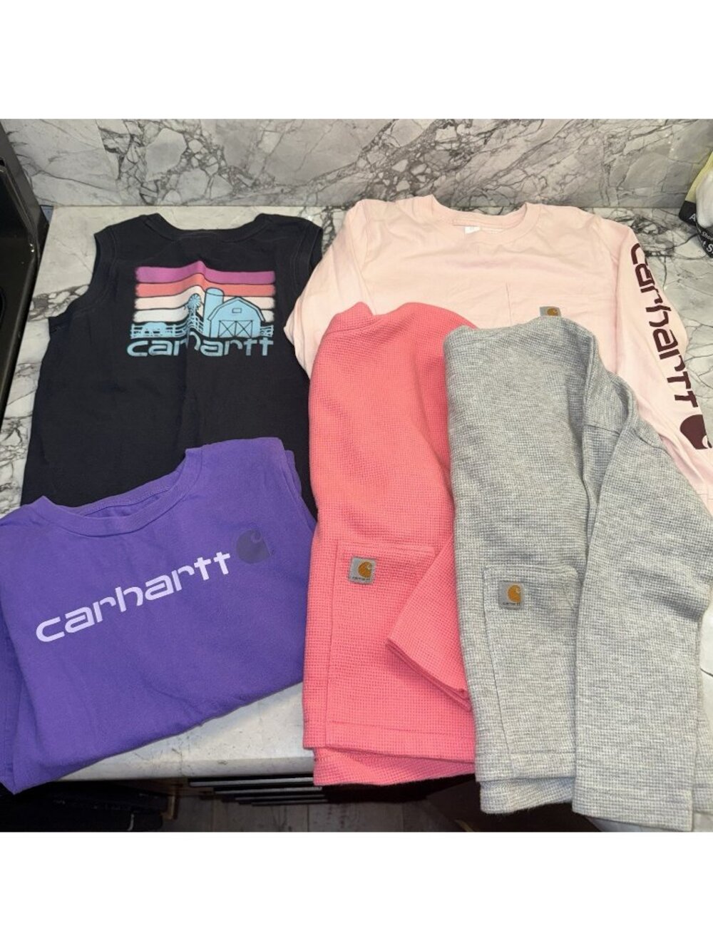 Carhartt Girls 6x Shirt Lot Bundle Long Sleeve Tank